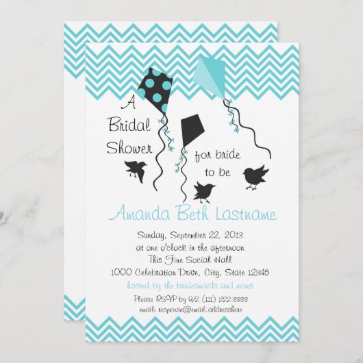 Vögel und Drachen-Brautparty Einladung (Vorne/Hinten)