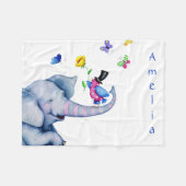 Vogel- und ElefantenCartoon Fleecedecke (Vorderseite (Horizontal))
