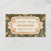 Vögel und Erdbeeren mit Vintagem Zierdesign Visitenkarte (Rückseite)