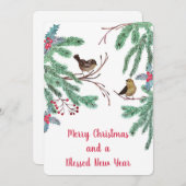 Vögel und Evergreen Blätter Berries Weihnachten (Vorne/Hinten)