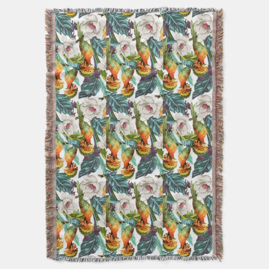 Vogel und exotisches Blumen-Muster 2 Decke (Vorderseite Vertikal)