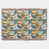 Vogel und exotisches Blumen-Muster 2 Decke (Vorderseite)