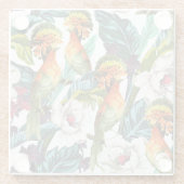 Vogel und exotisches Blumen-Muster 2 Glasuntersetzer (Rückseite)