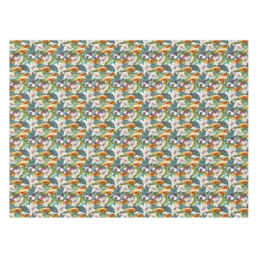 Vogel und exotisches Blumen-Muster 2 Tischdecke (Vorderseite (Horizontal))