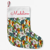 Vogel und exotisches Blumen-Muster | addieren Kleiner Weihnachtsstrumpf (Vorderseite)