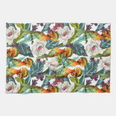 Vogel und exotisches Blumen-Muster Handtuch (Horizontal)