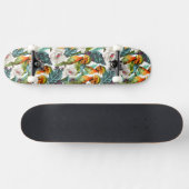 Vogel und exotisches Blumen-Muster Skateboard (Horizontal)