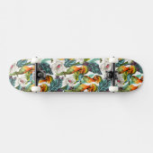 Vogel und exotisches Blumen-Muster Skateboard (Horizontal)