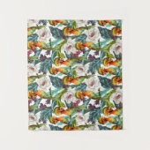 Vogel und exotisches Blumen-Muster Wandteppich (Vorderseite)