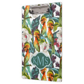 Vogel und exotisches Monogramm des Blumen-Muster-| Klemmbrett (Links)