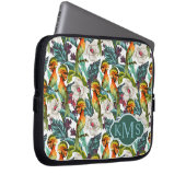 Vogel und exotisches Monogramm des Blumen-Muster-| Laptopschutzhülle (Vorne Rechts)
