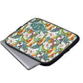 Vogel und exotisches Monogramm des Blumen-Muster-| Laptopschutzhülle (Vorne Knopf)