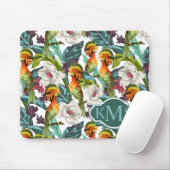 Vogel und exotisches Monogramm des Blumen-Muster-| Mousepad (Mit Mouse)