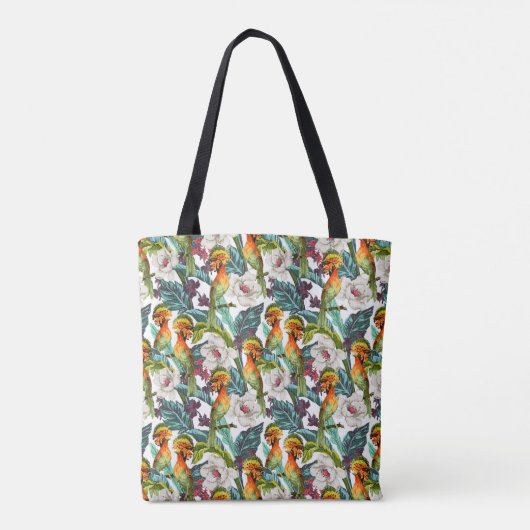 Vogel und exotisches Monogramm des Blumen-Muster-| Tasche (Rückseite)