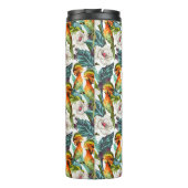 Vogel und exotisches Monogramm des Blumen-Muster-| Thermosbecher (Rückseite)