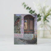 Vögel und Fische Collage Postkarte (Stehend Vorderseite)
