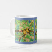 Vogel-und Frühlings-Blüten-Aquarell Kaffeetasse (Vorderseite Links)