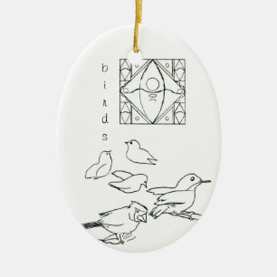 Vögel und geometrische Schnabelschmuck Keramik Ornament