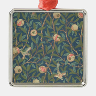 "Vogel-und Granatapfel-" Tapeten-Entwurf, Druckb Silbernes Ornament