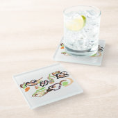 Vögel und Herbst Glasuntersetzer (Schrägansicht)