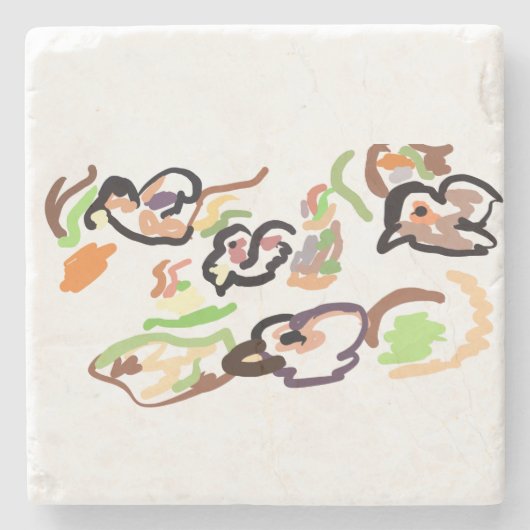 Vögel und Herbst Steinuntersetzer (Vorderseite)