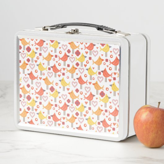Vögel und Herzen Metall Lunch Box (Beispiel)