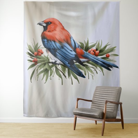 Vogel und Holunder Weihnachtsmauer Kunst Wandteppich (Beispiel)