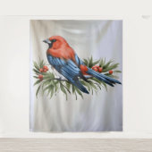 Vogel und Holunder Weihnachtsmauer Kunst Wandteppich (Vorderseite)