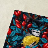 Vögel und Hunde Rose Hüften, blaues und rotes Bade Strandtuch (Beispiel)