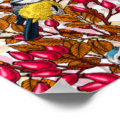 Vögel und Hunde Rose Hüften Poster (Ecke)