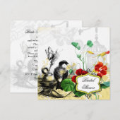 Vogel-und Kapuzinerkäse-Brautparty-Einladung Einladung (Vorne/Hinten)