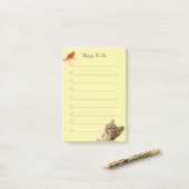 Vögel und Katzen auf Gelben Tun Post-it Klebezettel (Auf Schreibtisch)