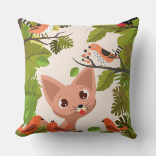 Vögel und Katzenkissen Kissen