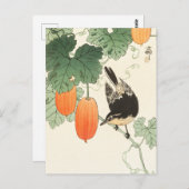 Vogel- und Khaki-Malerei von Ohara Koson Postkarte (Vorne/Hinten)