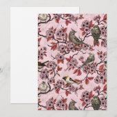 Vögel und Kirschblüten auf rosarot (Vorne/Hinten)