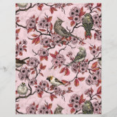 Vögel und Kirschblüten auf rosarot (Rückseite)