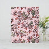 Vögel und Kirschblüten auf rosarot (Stehend Vorderseite)