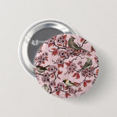 Vögel und Kirschblüten auf rosarot Button (Vorne & Hinten)