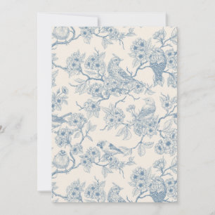 Vögel und Kirschblüten in Blau und Creme