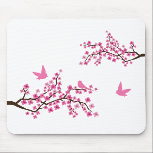 Vogel-und Kirschblüten-Mausunterlage Mousepad
