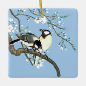Vögel und Kirschblüten Ohara Koson Keramikornament (Vorderseite)