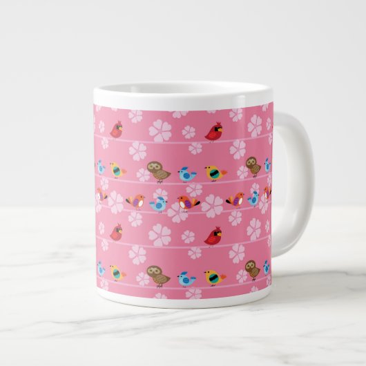 Vögel und Kirsche Blume Jumbo-Tasse (Vorderseite Rechts)