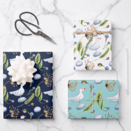 Vogel- und Kornblumenfrühling Outdoor Brautparty Geschenkpapier Set