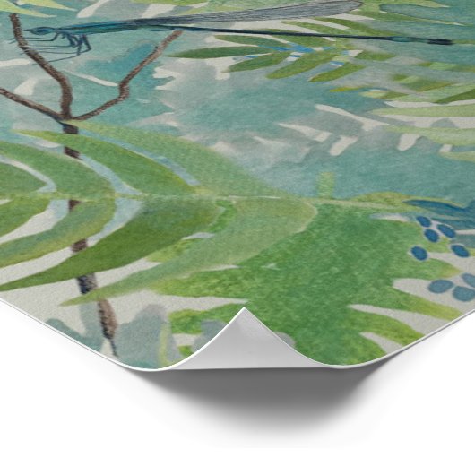 Vögel und Libellen Muster Art Poster (Ecke)