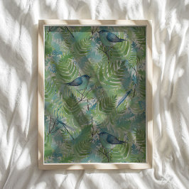 Vögel und Libellen Muster Art Poster