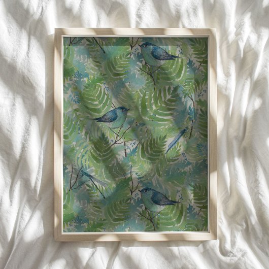 Vögel und Libellen Muster Art Poster