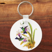 Vögel und Lila Orchideen Schlüsselanhänger (Vorderseite)