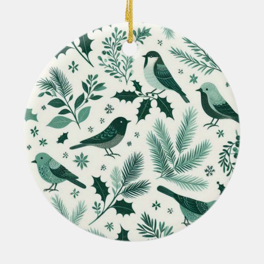 Vögel und Moughs Holiday Motif Keramik Ornament (Hinten)