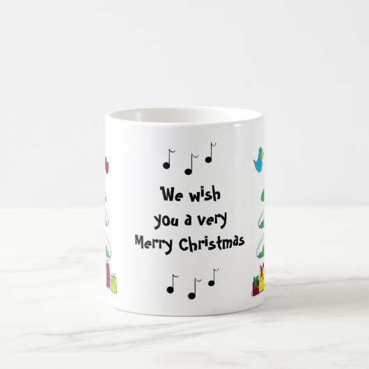 Vögel und Musical Notes Weihnachtsgeschichten Kaffeetasse (Mittel)
