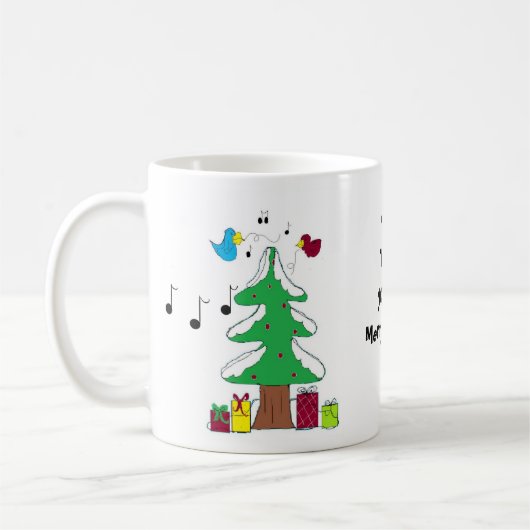 Vögel und Musical Notes Weihnachtsgeschichten Kaffeetasse (Links)